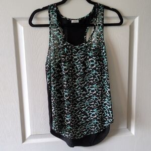 Essentials Leopard Print Tank Top - Black and Green